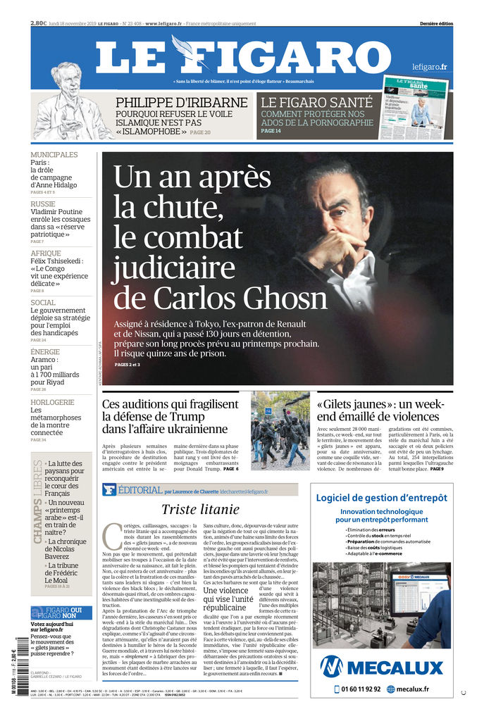 Le Figaro Edition Du 18 Nov 2019 Sfr Presse