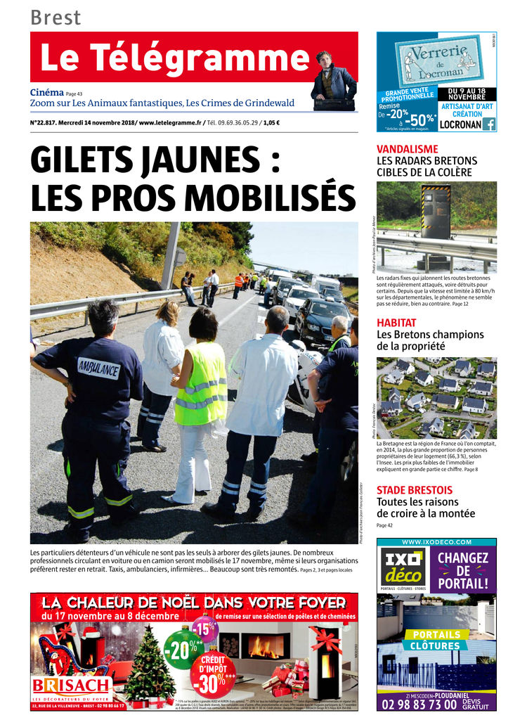 Edition Le 14 Télégramme Du Nov2018Sfr Presse UzMVqSp