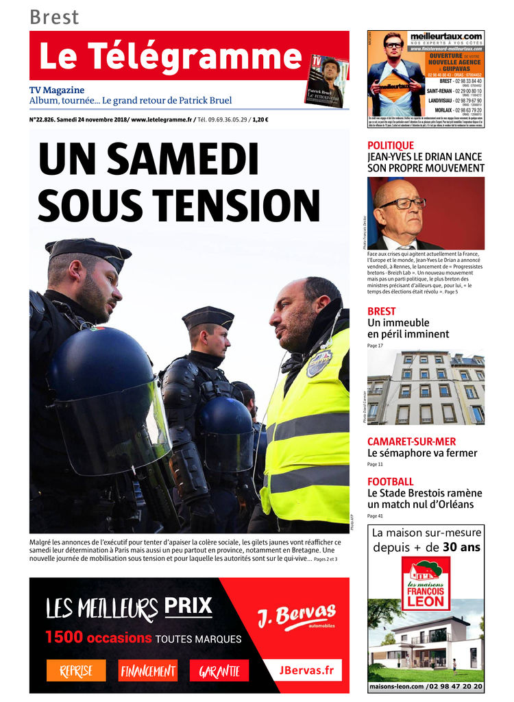 Le Télégramme Edition Du 24 Nov 2018 Sfr Presse