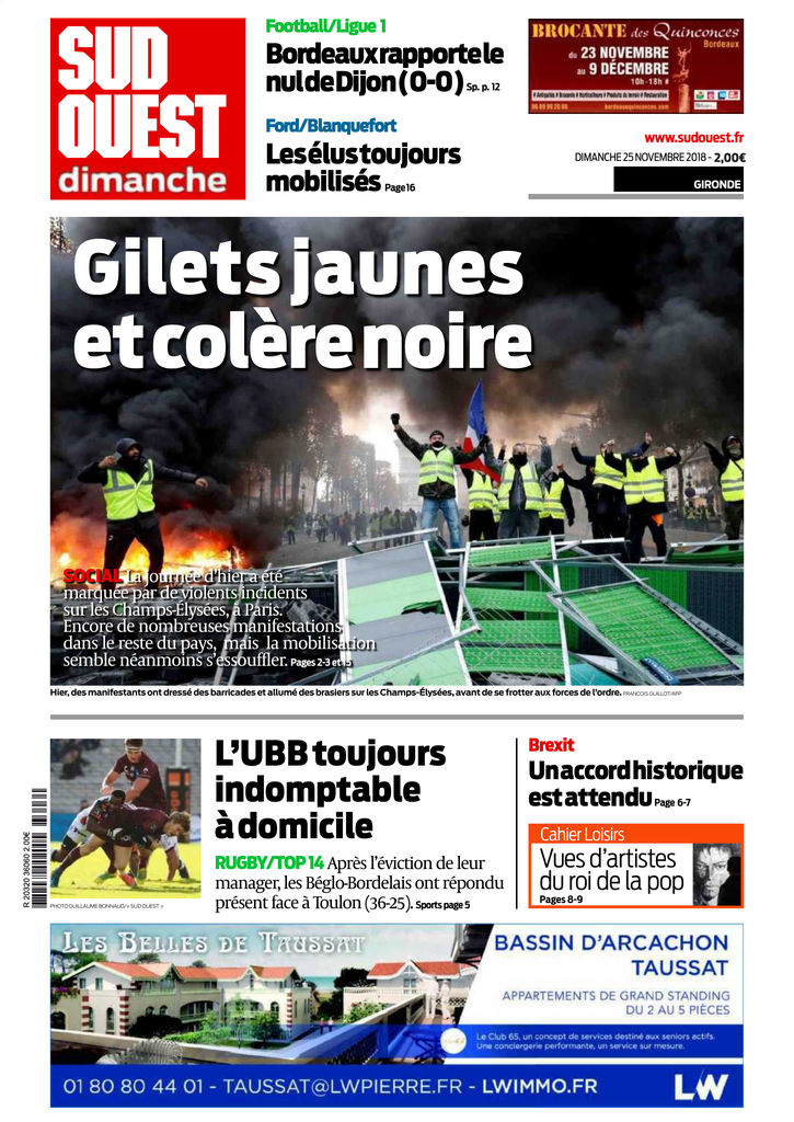 Sud Ouest Dimanche Gironde Edition Du 25 Nov 2018 Sfr