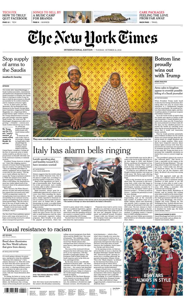 International New York Times 16 octobre 2018 Abonnement International NY Times Pas Cher avec le BOUQUET ePresse.fr