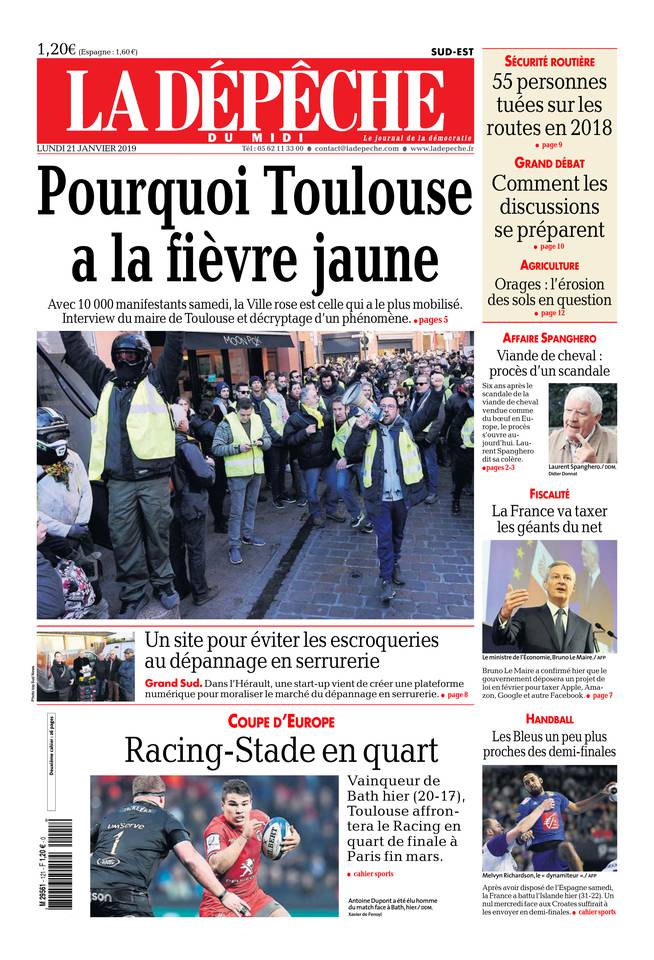 La Dépêche du Midi 21 janvier 2019 Abonnement à La Dépêche du Midi Pas Cher avec le BOUQUET ePresse.fr