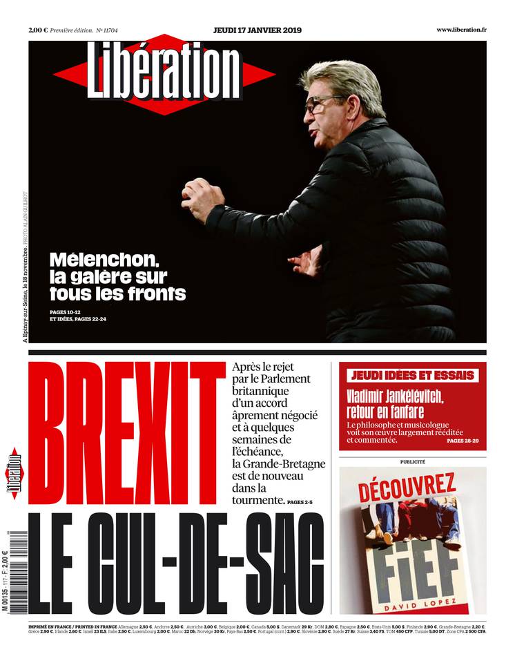 Libération 17 janvier 2019 Abonnement à Libération Pas Cher avec le BOUQUET INFO ePresse.fr