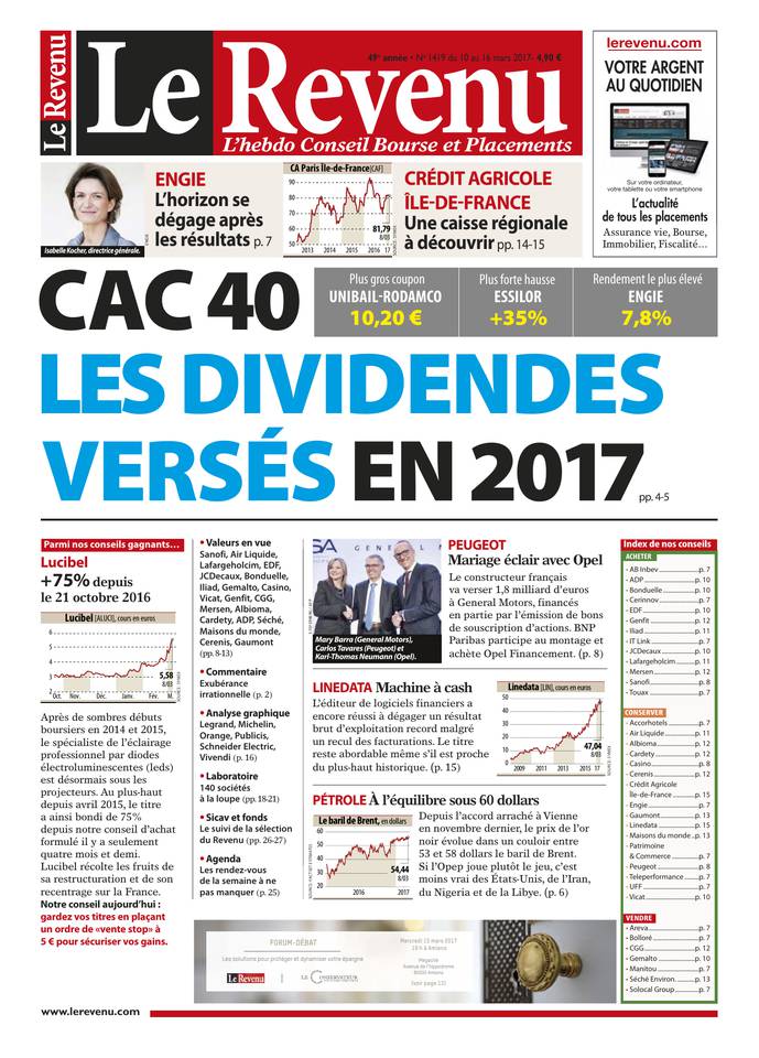 Le Revenu 09 mars 2017 Le Revenu N°1419 du 09 mars 2017 à télécharger sur iPad