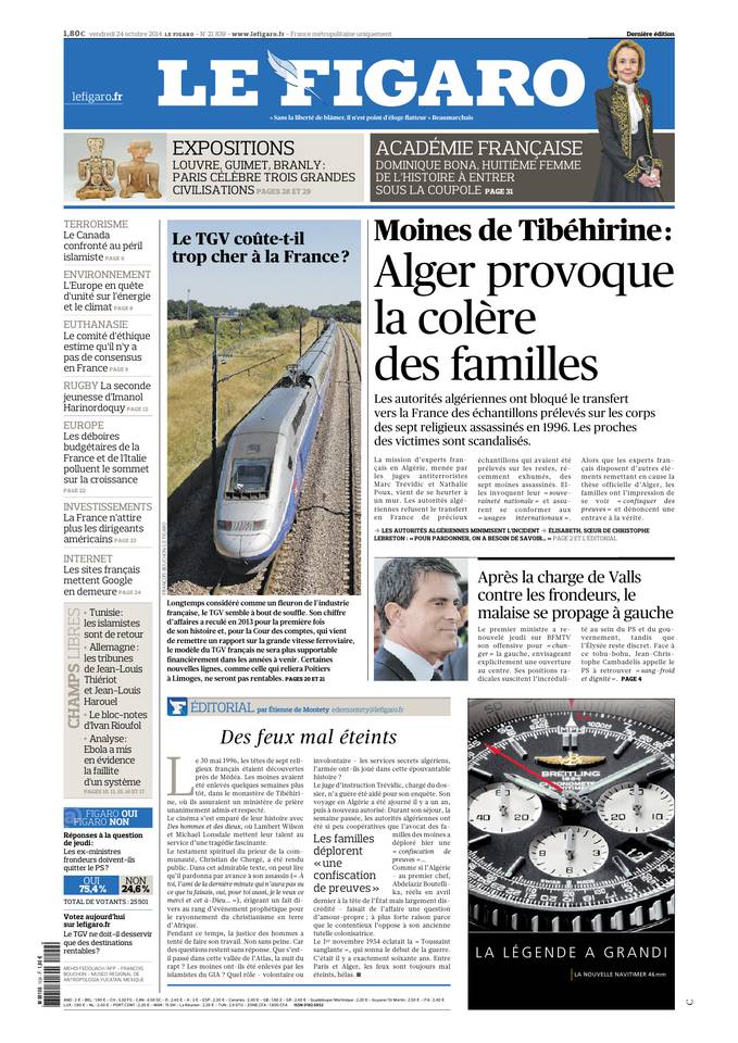 Le Figaro 24 octobre 2014 Le Figaro du 24 octobre 2014 à télécharger sur iPad