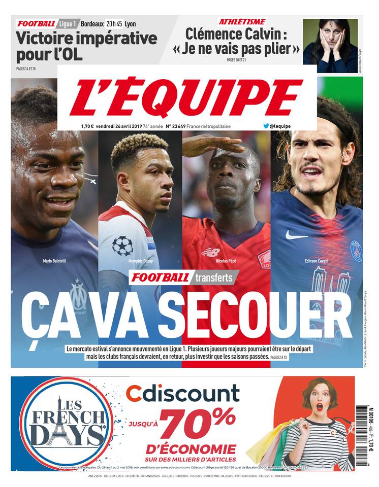 L'Équipe 26 avril 2019 L'Équipe du 26 avril 2019 à télécharger sur iPad