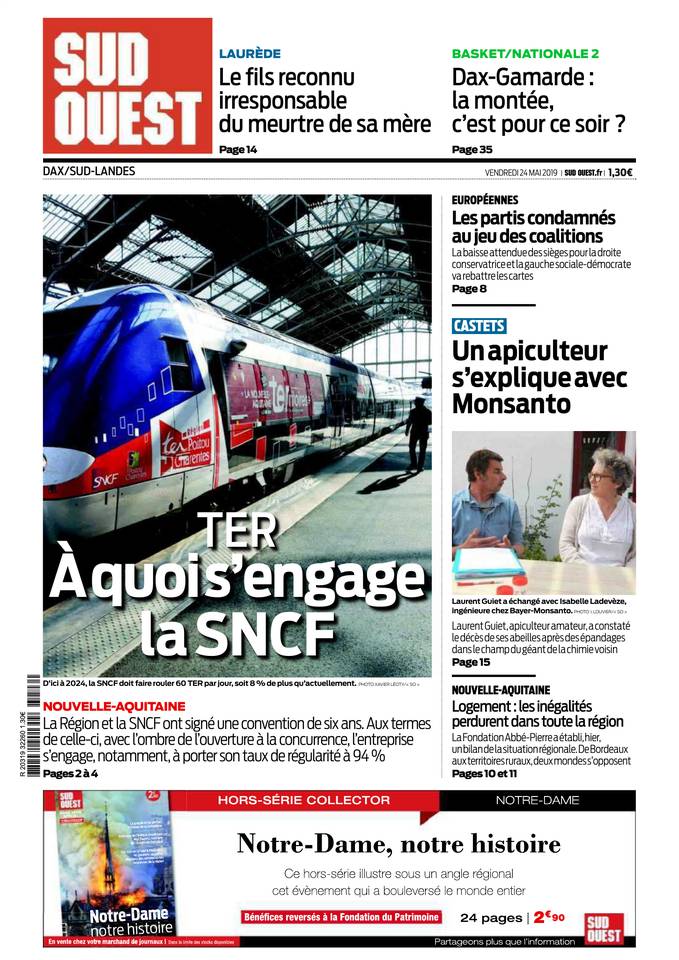 Sud Ouest 24 mai 2019 Abonnement Sud Ouest Pas Cher avec BOUQUET INFO ePresse.fr