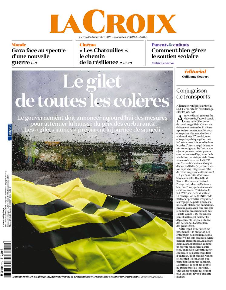 La Croix 14 novembre 2018 La Croix du 14 novembre 2018 à télécharger sur iPad