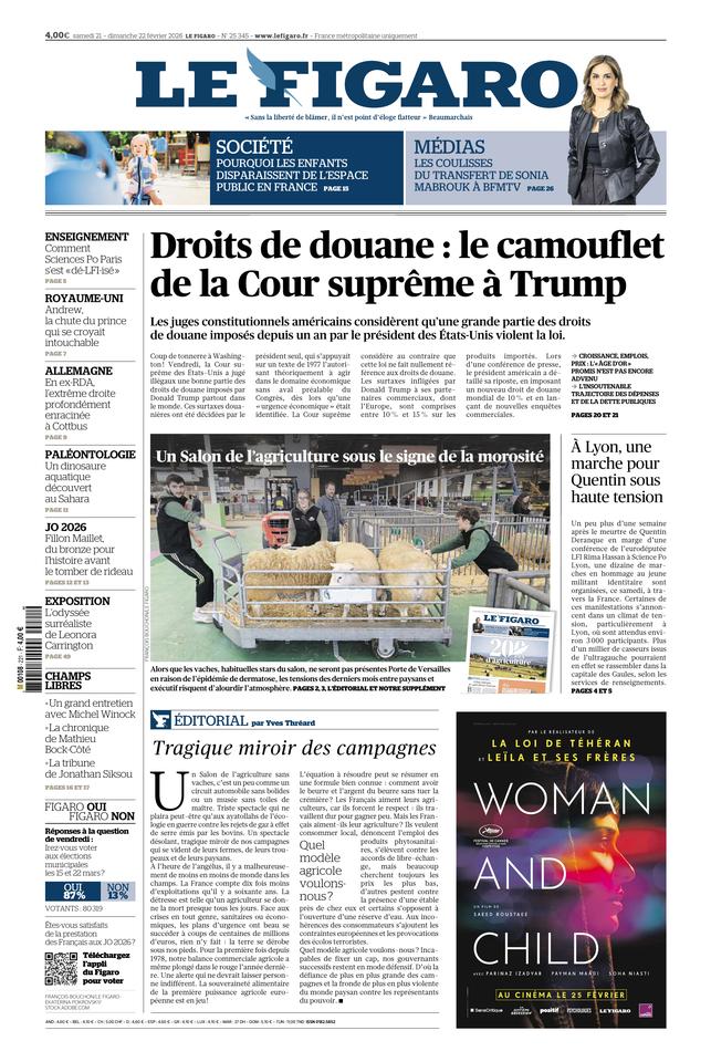Le Figaro Une du 21 février 2026