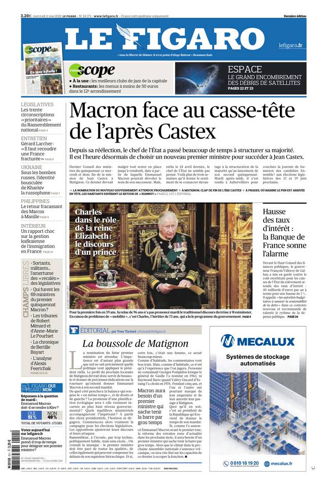 Le Figaro Une du 11 mai 2022