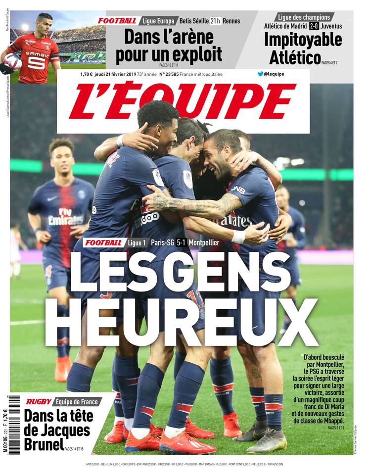 L'Équipe 21 février 2019 Abonnement à L'Équipe Pas Cher avec le BOUQUET SPORT ePresse.fr