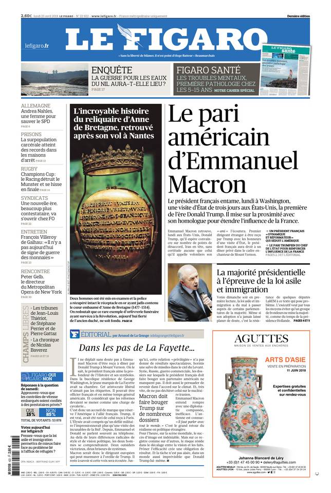 Le Figaro 23 avril 2018 Le Figaro du 23 avril 2018 à télécharger sur iPad