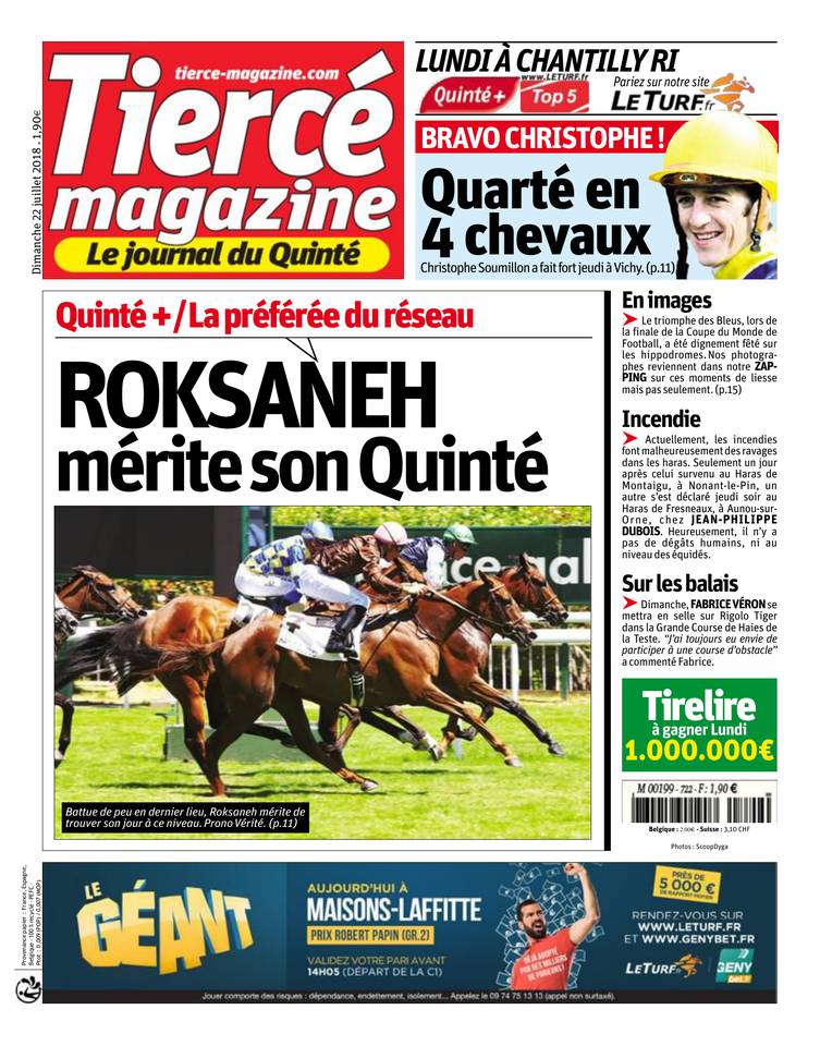 Tiercé Magazine 22 juillet 2018 Abonnement Tiercé Mag Pas Cher avec le BOUQUET ePresse.fr
