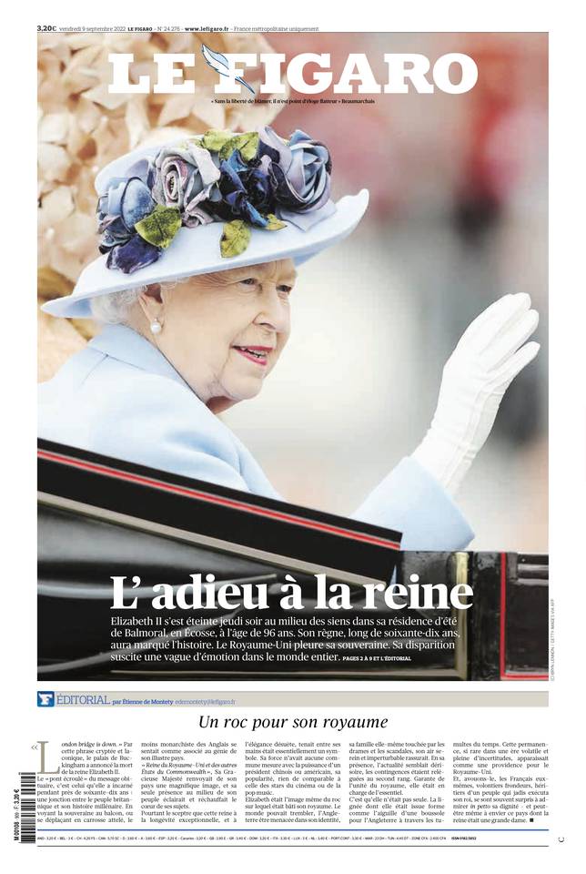Le Figaro Une of 9 September 2022