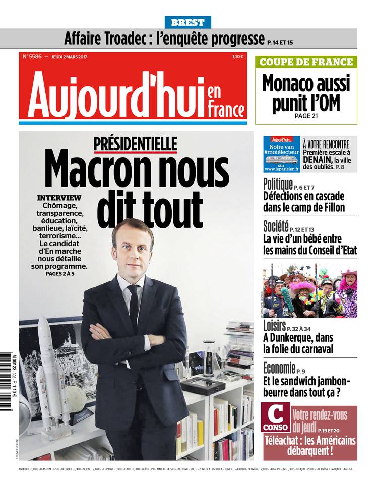 Aujourd'hui en France 02 mars 2017 Aujourd'hui en France du 02 mars 2017 à télécharger sur iPad