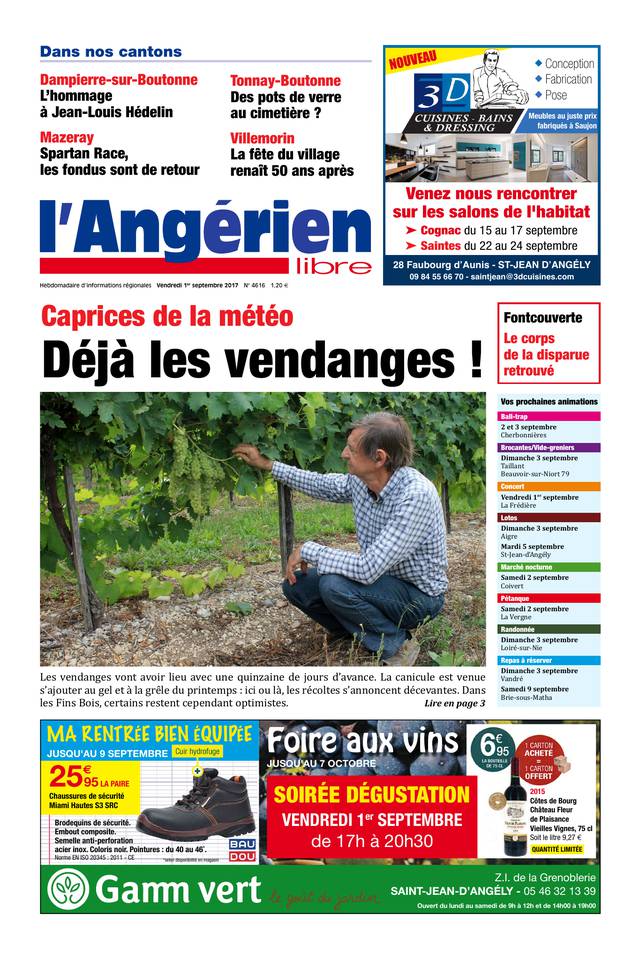 L'Angérien Libre 01 septembre 2017 L'Angérien Libre N°4616 du 01 septembre 2017 à télécharger sur iPad