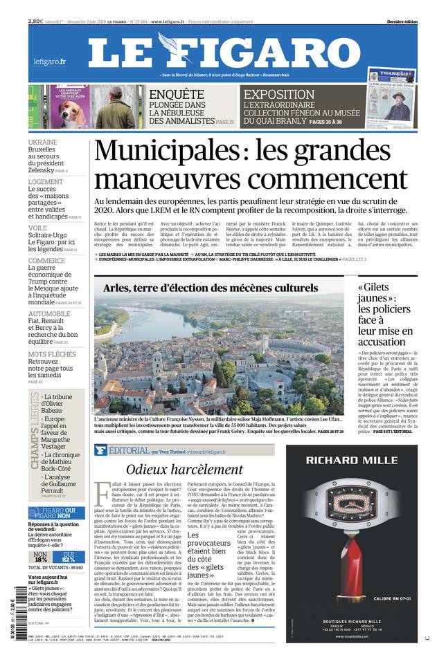 Le Figaro 01 juin 2019 Le Figaro du 01 juin 2019 à télécharger sur iPad