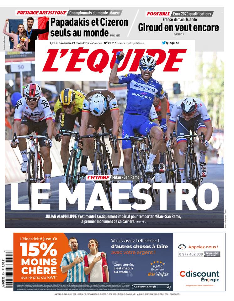 L'Équipe 24 mars 2019 Abonnement à L'Équipe dans le Kiosque Premium