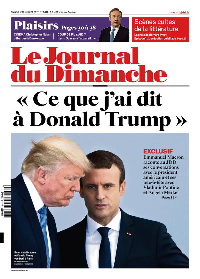 Le Journal du Dimanche 16 juillet 2017 Le Journal du Dimanche N°3679 du 16 juillet 2017 à télécharger sur iPad