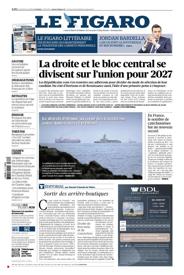 Le Figaro Une du 26 mars 2026