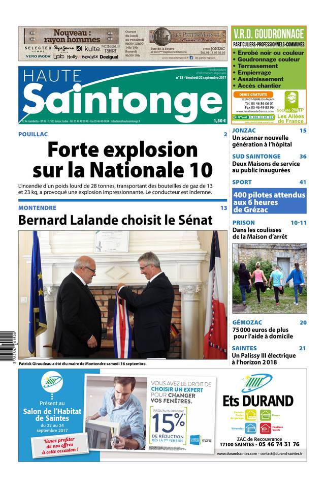 Haute Saintonge 22 septembre 2017 Abonnement Haute Saintonge Pas Cher avec BOUQUET INFO ePresse.fr