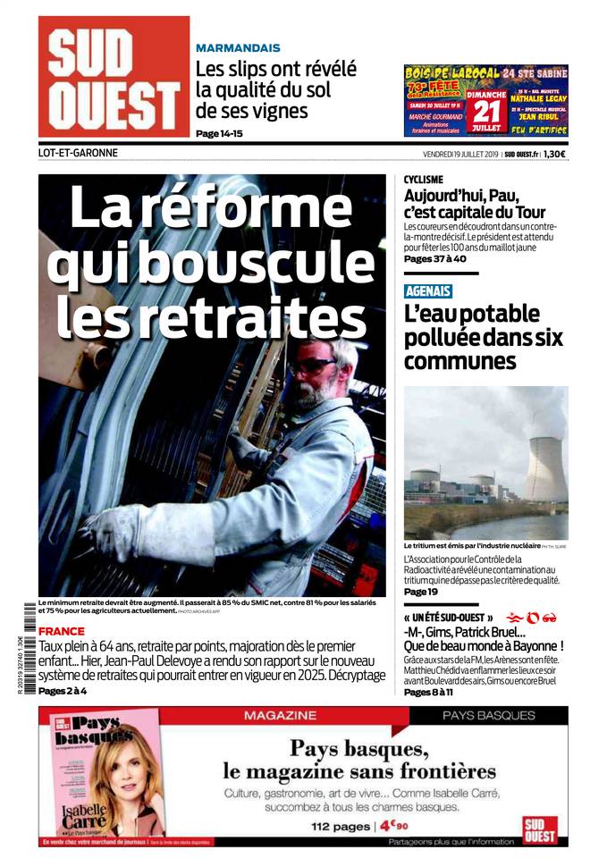 Sud Ouest 19 juillet 2019 Abonnement Sud Ouest Pas Cher avec BOUQUET INFO ePresse.fr