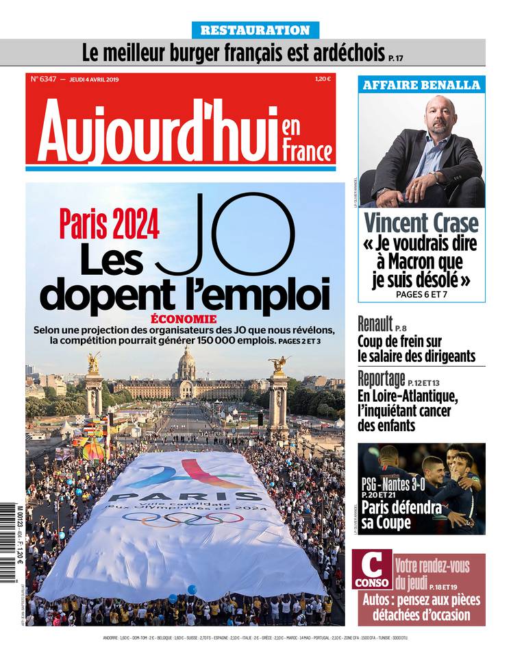 Aujourd'hui en France 04 avril 2019 Aujourd'hui en France du 04 avril 2019 à télécharger sur iPad
