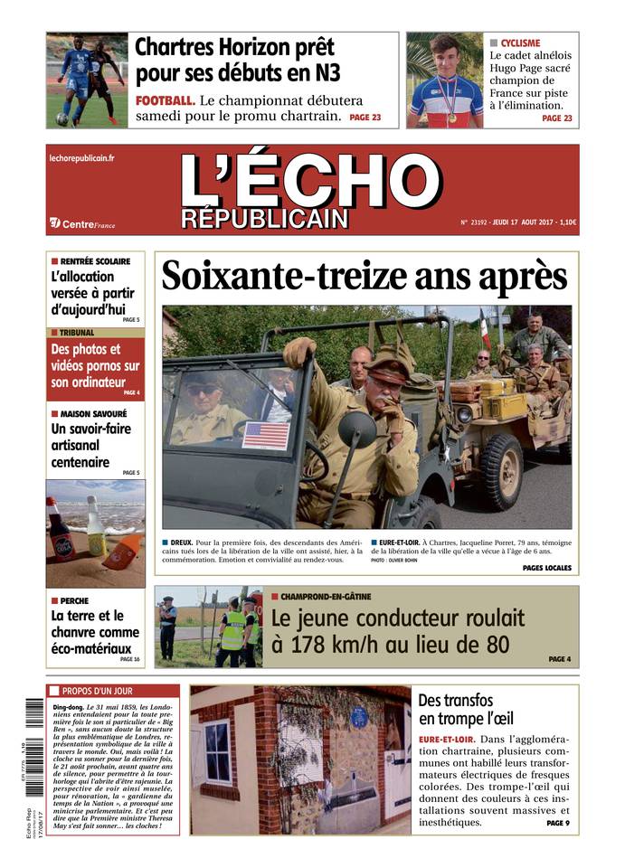 L'Écho Républicain 17 août 2017 Abonnement L'Écho Républicain Pas Cher avec BOUQUET INFO ePresse.fr