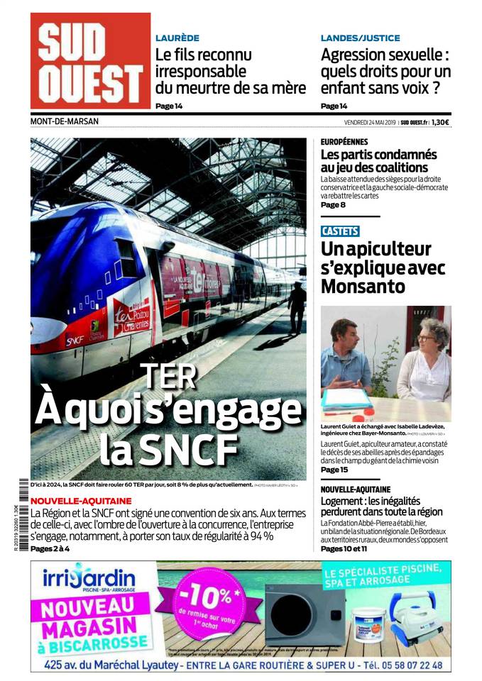 Sud Ouest 24 mai 2019 Abonnement Sud Ouest Pas Cher avec BOUQUET INFO ePresse.fr