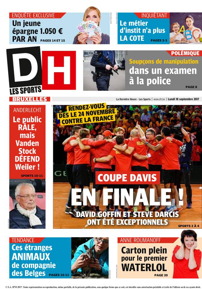 La Dernière Heure/Les Sports 18 septembre 2017 Abonnement La Dernière Heure/Les Sports Pas Cher avec le BOUQUET ePresse.fr