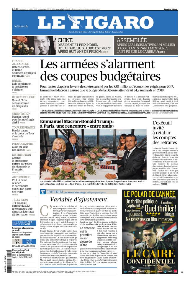 Le Figaro 14 juillet 2017 Le Figaro du 14 juillet 2017 à télécharger sur iPad