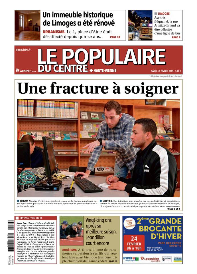 Le Populaire du Centre 19 février 2019 Abonnement Populaire du Centre Pas Cher avec le BOUQUET ePresse.fr