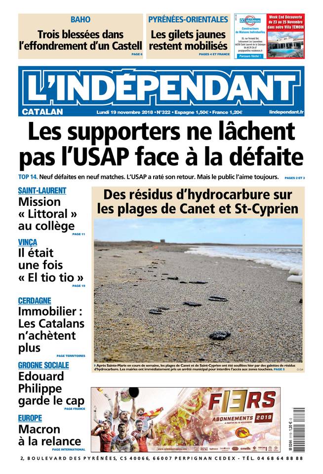 L'Indépendant 19 novembre 2018 L'Indépendant du 19 novembre 2018 à télécharger sur iPad