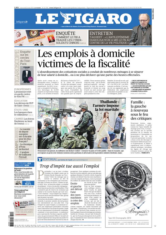 Le Figaro 21 mai 2014 Le Figaro du 21 mai 2014 à télécharger sur iPad