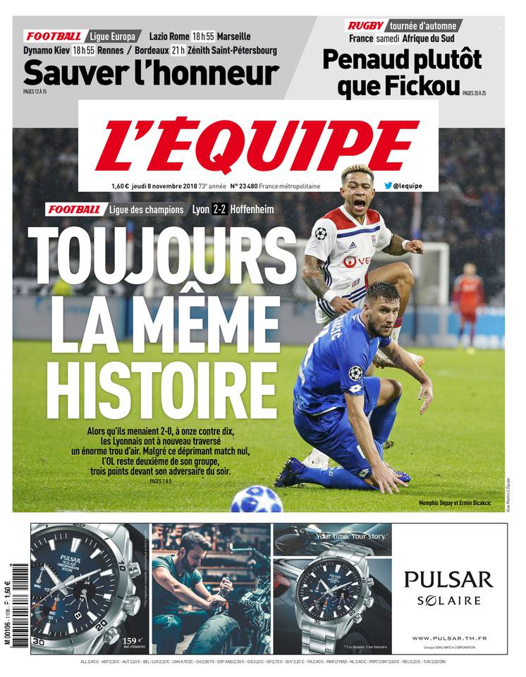 L'Équipe 08 novembre 2018 L'Équipe du 08 novembre 2018 à télécharger sur iPad