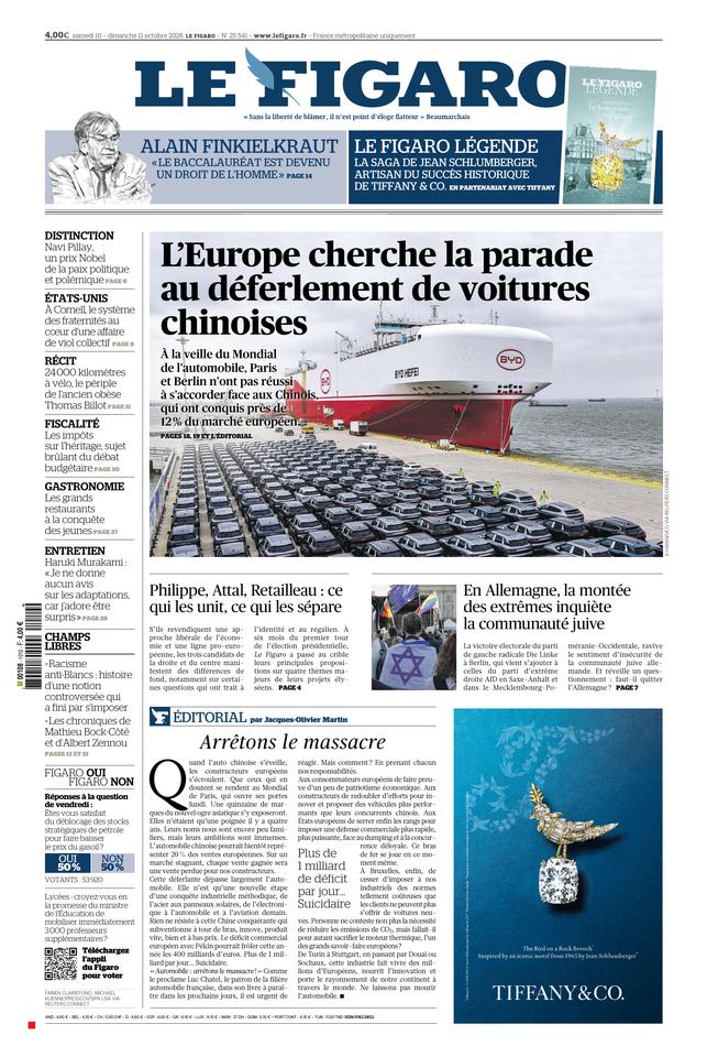 Le Figaro Une du 10 octobre 2026