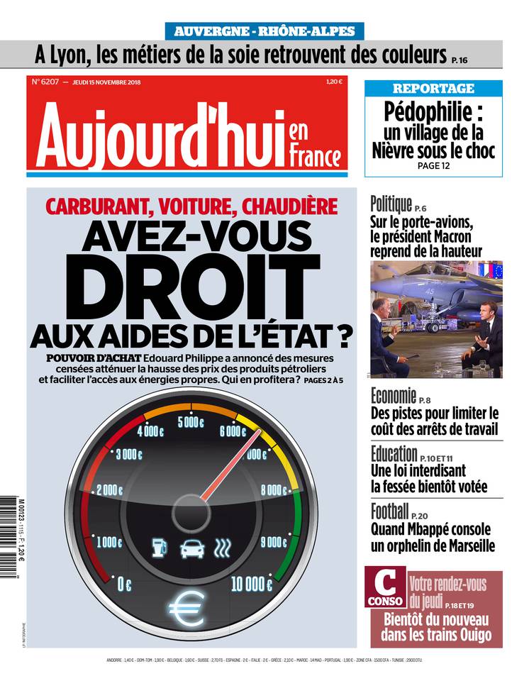 Aujourd'hui en France 15 novembre 2018 Aujourd'hui en France du 15 novembre 2018 à télécharger sur iPad