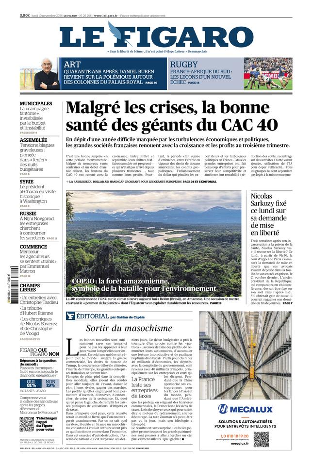 Le Figaro Une du 10 novembre 2025
