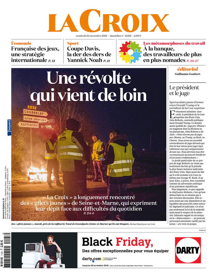 La Croix 23 novembre 2018 La Croix du 23 novembre 2018 à télécharger sur iPad