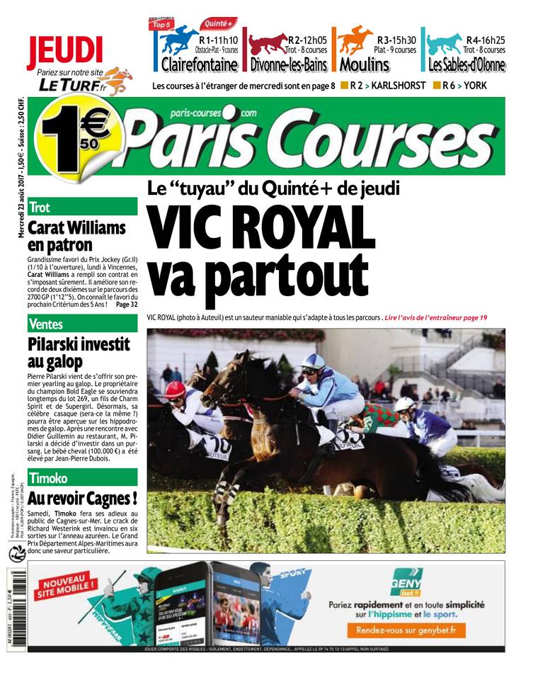 Paris Courses 23 août 2017 Abonnement Paris Courses Pas Cher avec le BOUQUET ePresse.fr