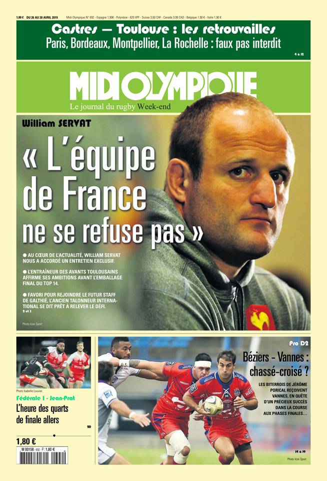 Midi Olympique Vert 26 avril 2019 Midi Olympique Vert N°692 du 26 avril 2019 à télécharger sur iPad