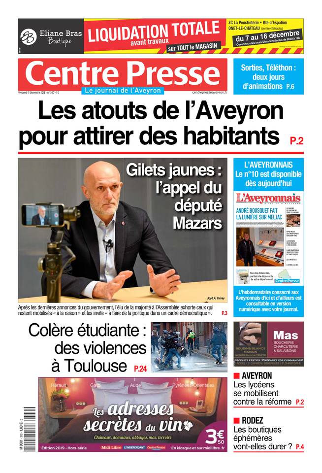 Centre Presse Aveyron 07 décembre 2018 Centre Presse Aveyron du 07 décembre 2018 à télécharger sur iPad