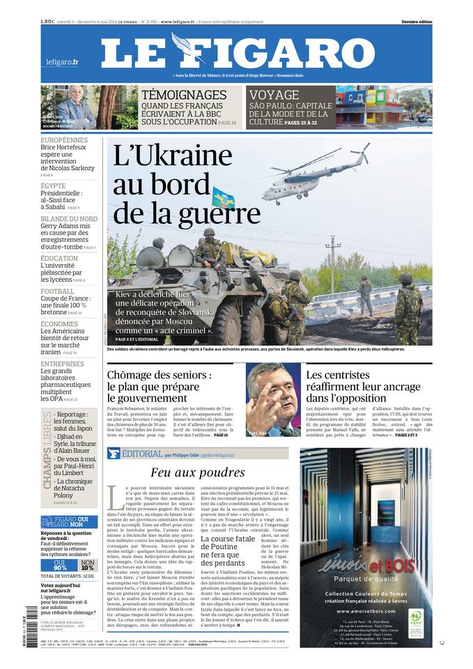 Le Figaro 03 mai 2014 Le Figaro du 03 mai 2014 à télécharger sur iPad