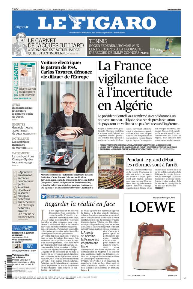 Le Figaro 04 mars 2019 Le Figaro du 04 mars 2019 à télécharger sur iPad