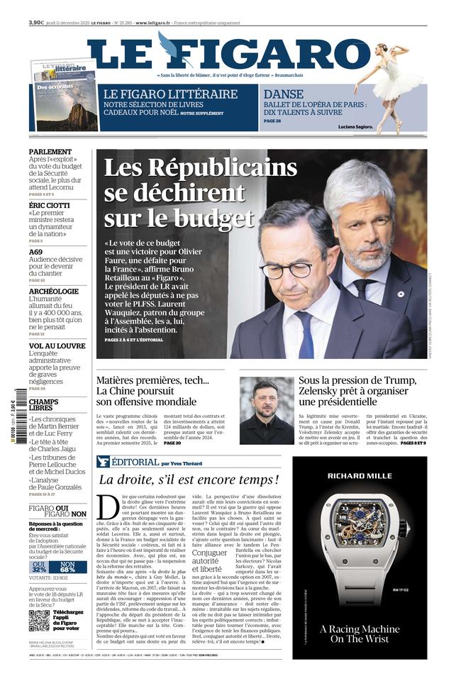 Le Figaro Une du 11 décembre 2025