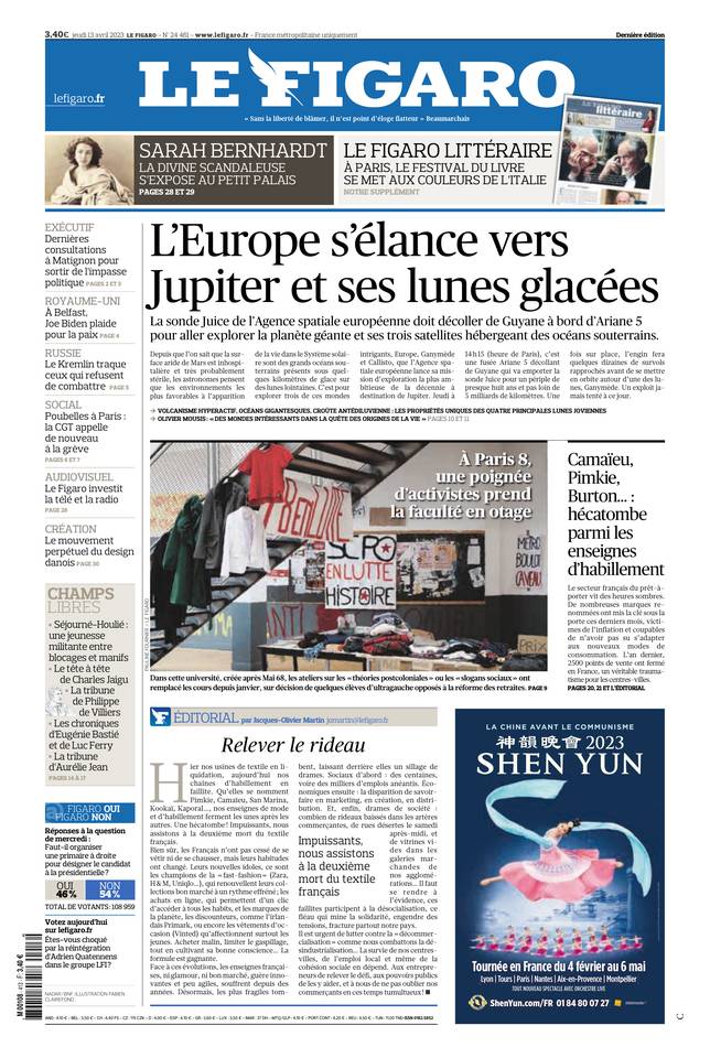 Le Figaro Une du 13 avril 2023