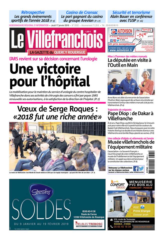 Le Villefranchois 17 janvier 2019 Le Villefranchois du 17 janvier 2019 à télécharger sur iPad
