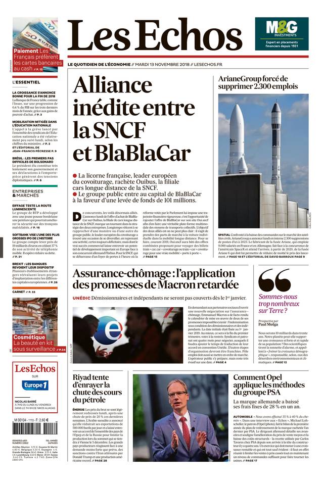 Les Echos 13 novembre 2018 Les Echos du 13 novembre 2018 à télécharger sur iPad