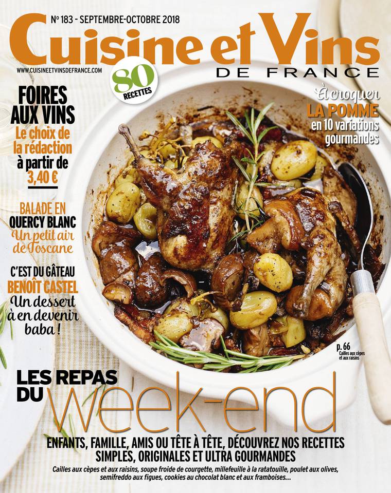 Cuisine et Vins de France 22 août 2018 Abonnement Cuisine et Vins de France Pas Cher BOUQUET ePresse.fr