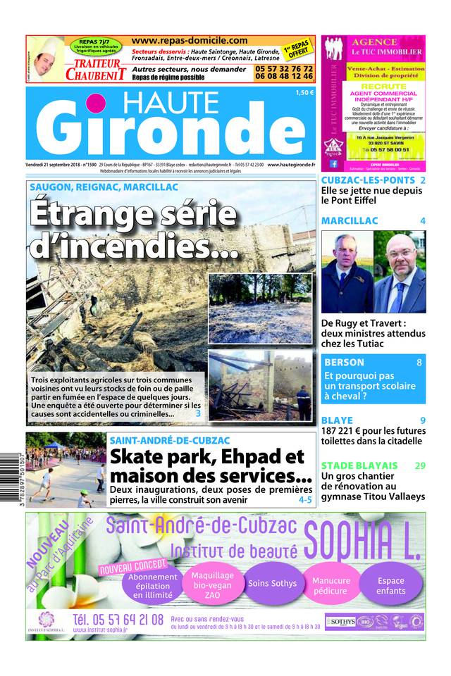 Haute Gironde 21 septembre 2018 Abonnement Haute Gironde Pas Cher avec BOUQUET INFO ePresse.fr